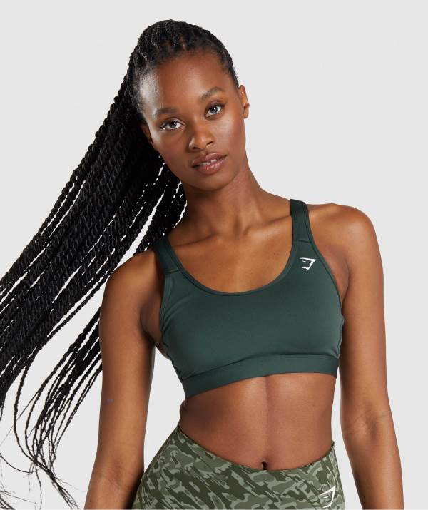 Damske Športové Podprsenky Gymshark Scoop Neck Obsidian Zelene | CS6254910